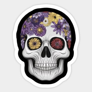 Floral Skull: Beauty and Darkness in Harmony Sticker